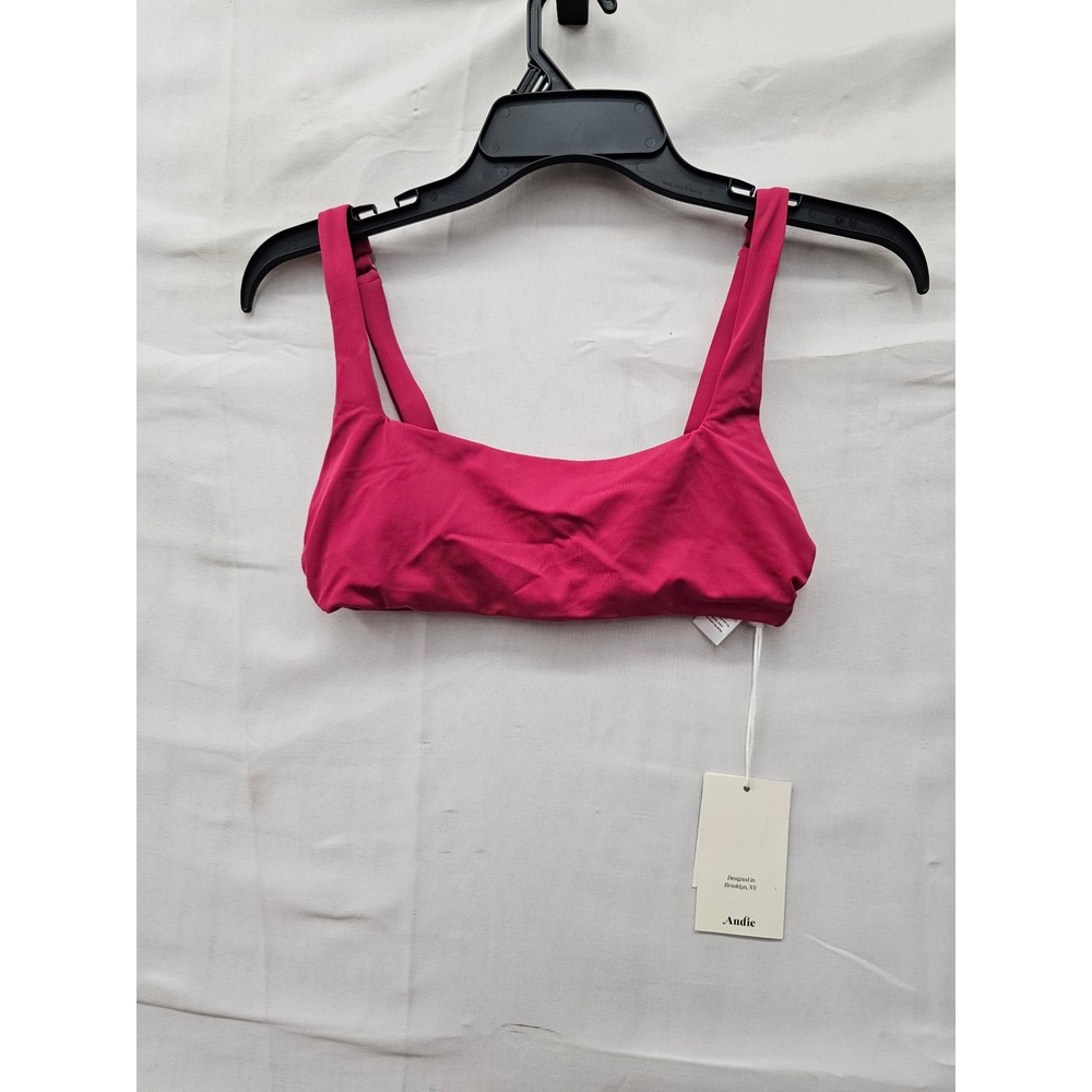 Andie for Target Womens Scoop Neck Bikini Swim Top Pink Nylon Blend Size XS